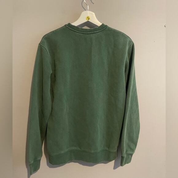 Green acid wash look Crewneck‎ Fleece Sweater Size XS/S embroidered pigeon - Picture 7 of 7